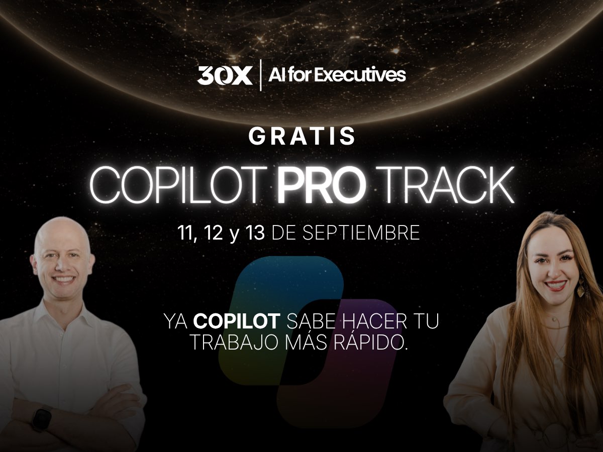 Copilot Pro Track: reto gratis de 3 días, 11, 12 y 13 de septiembre, con Cinthya Sánchez y Dago Borda